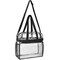 Clear Bag Stadium Approved 12x6x12 Clear Tote Bag with Removable Strap Clear Lunch Bag for Work Sports Festival (Black)